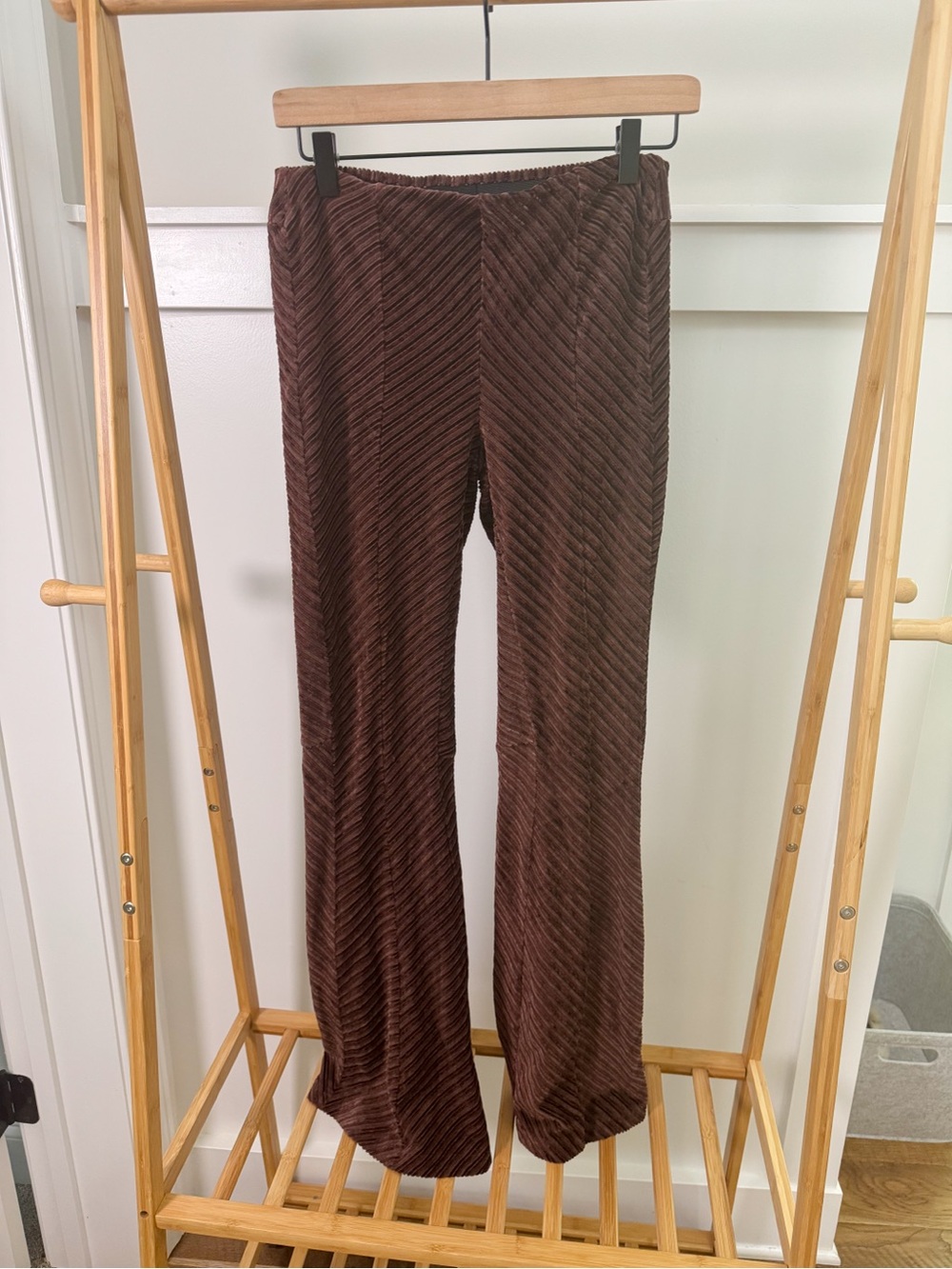 Women's Brown Velvet Chevron Pants